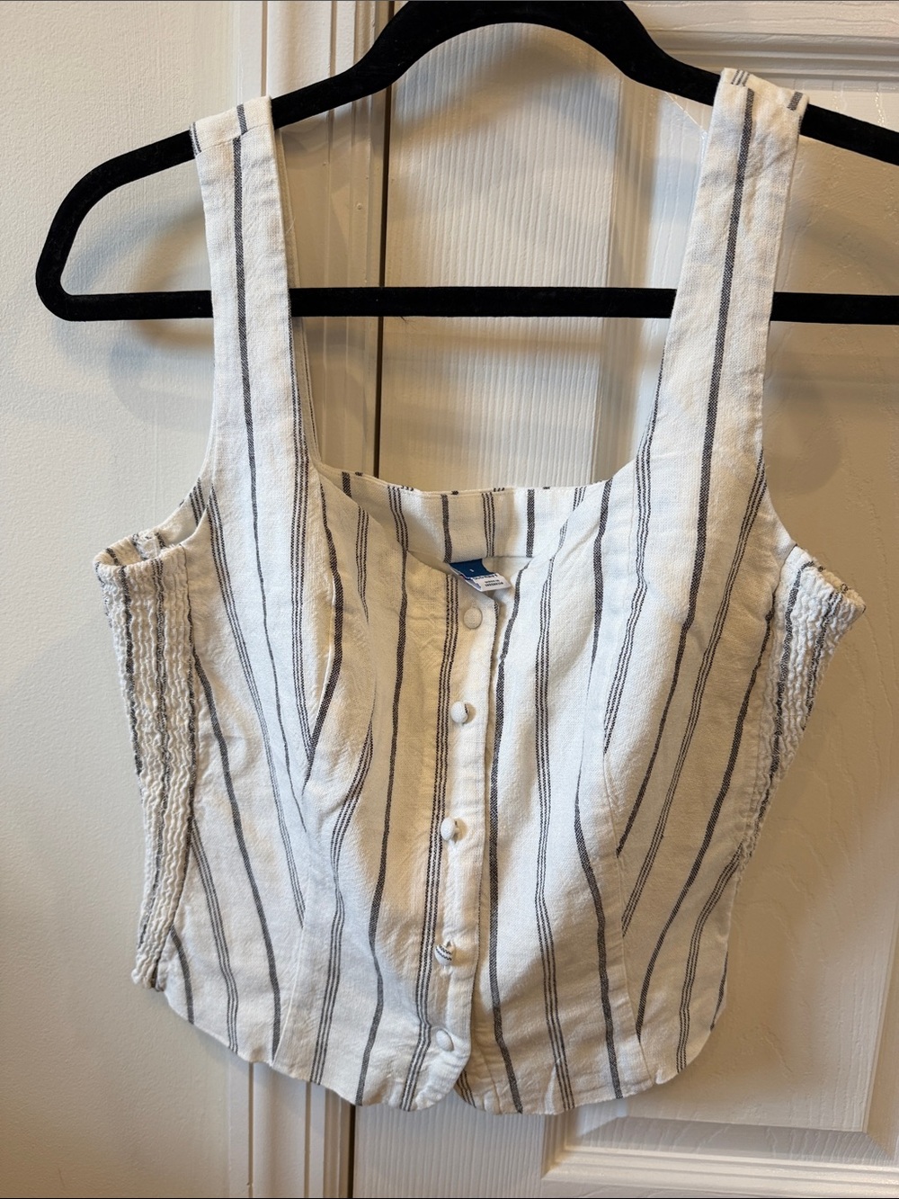Old Navy Cream Tank Top with Black Stripes